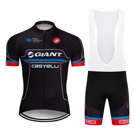 2019 Maillot Giant Castelli Tirantes Mangas Cortas Negro Rojo